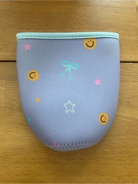 Lavender Smiley Stars Neoprene Pouch - Soft Pastel Organizer